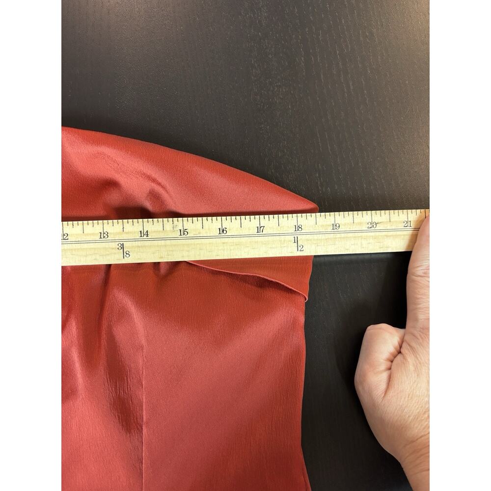 by Anthropologie Strapless Dress Orange Red Rust Satin Size Large Cowl Back - Picture 4 of 15
